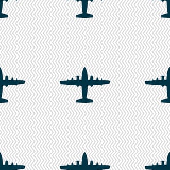 aircraft icon sign. Seamless pattern with geometric texture. illustration