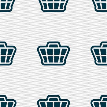 Shopping Cart icon sign. Seamless pattern with geometric texture. illustration