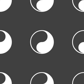 Yin Yang icon sign. Seamless pattern on a gray background. illustration