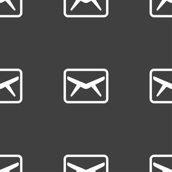 Mail, Envelope, Message icon sign. Seamless pattern on a gray background. illustration