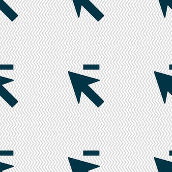 Cursor, arrow minus icon sign. Seamless abstract background with geometric shapes. illustration