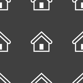 House icon sign. Seamless pattern on a gray background. illustration