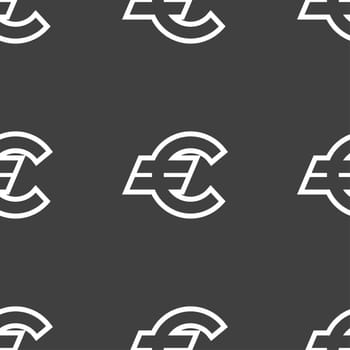 Euro EUR icon sign. Seamless pattern on a gray background. illustration