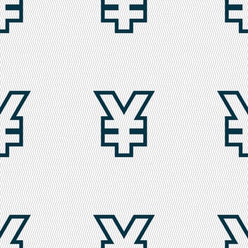 Yen JPY icon sign. Seamless pattern with geometric texture. illustration