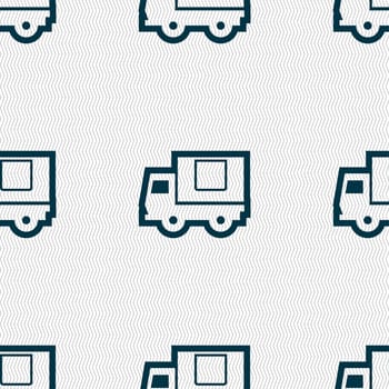 Delivery truck icon sign. Seamless pattern with geometric texture. illustration