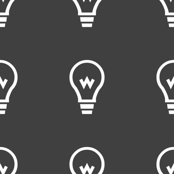 Light bulb icon sign. Seamless pattern on a gray background. illustration