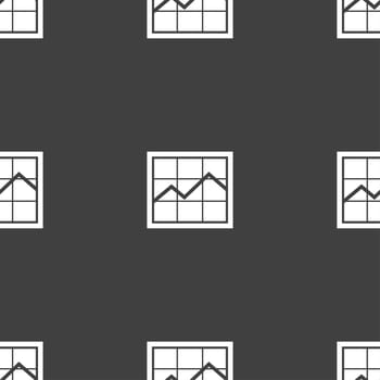 Chart icon sign. Seamless pattern on a gray background. illustration