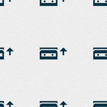 audio cassette icon sign. Seamless pattern with geometric texture. illustration