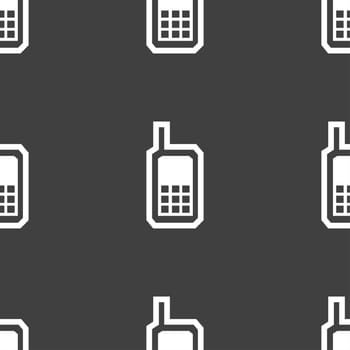 Mobile phone icon sign. Seamless pattern on a gray background. illustration