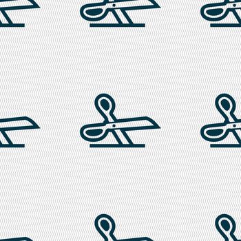 scissors icon sign. Seamless pattern with geometric texture. illustration