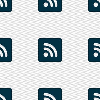 RSS feed icon sign. Seamless pattern with geometric texture. illustration