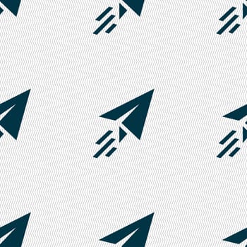 Paper airplane icon sign. Seamless pattern with geometric texture. illustration