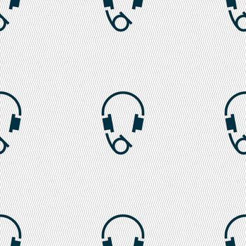 headsets icon sign. Seamless pattern with geometric texture. illustration