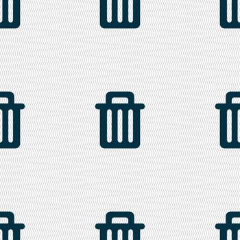 Recycle bin icon sign. Seamless pattern with geometric texture. illustration