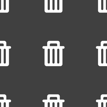 Recycle bin icon sign. Seamless pattern on a gray background. illustration