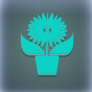 Flowers in pot icon symbol. 3D style. Trendy, modern design with space for your text illustration. Raster version