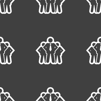 business team icon sign. Seamless pattern on a gray background. illustration