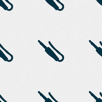 plug, mini jack icon sign. Seamless pattern with geometric texture. illustration