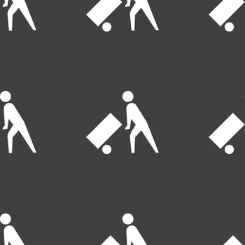 Loader icon sign. Seamless pattern on a gray background. illustration