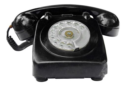 Old vintage phone isolated on white background, clipping path