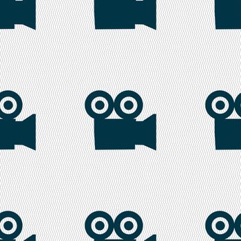 video camera icon sign. Seamless pattern with geometric texture. illustration