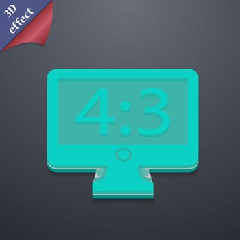 Aspect ratio 4 3 widescreen tv icon symbol. 3D style. Trendy, modern design with space for your text illustration. Rastrized copy