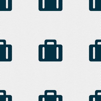 suitcase icon sign. Seamless pattern with geometric texture. illustration