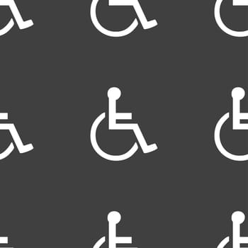 disabled icon sign. Seamless pattern on a gray background. illustration