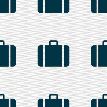 suitcase icon sign. Seamless pattern with geometric texture. illustration