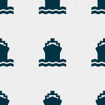 ship icon sign. Seamless pattern with geometric texture. illustration