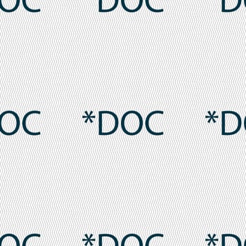 File document icon. Download doc button. Doc file extension symbol. Seamless abstract background with geometric shapes. illustration