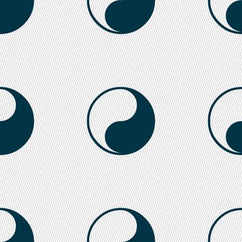 Yin Yang icon sign. Seamless pattern with geometric texture. illustration