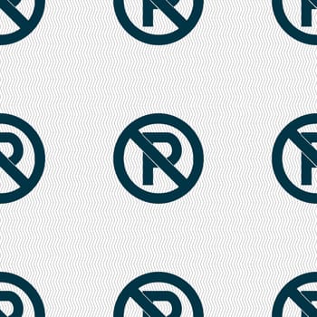 No parking icon sign. Seamless pattern with geometric texture. illustration
