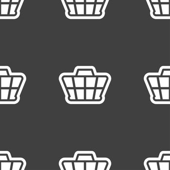 Shopping Cart icon sign. Seamless pattern on a gray background. illustration