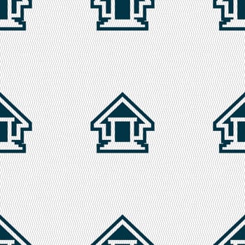 House icon sign. Seamless pattern with geometric texture. illustration