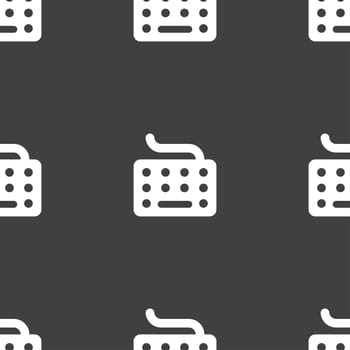 keyboard icon sign. Seamless pattern on a gray background. illustration