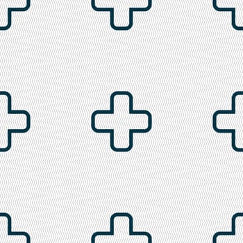 Plus icon sign. Seamless pattern with geometric texture. illustration