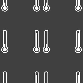 thermometer temperature icon sign. Seamless pattern on a gray background. illustration