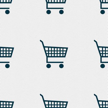 shopping cart icon sign. Seamless pattern with geometric texture. illustration