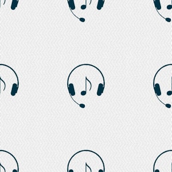 headsets icon sign. Seamless pattern with geometric texture. illustration