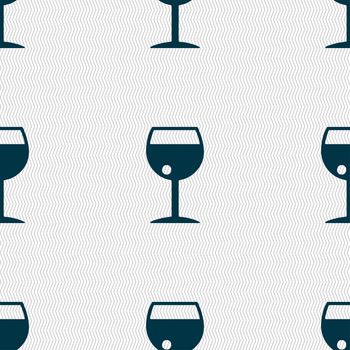 glass of wine icon sign. Seamless pattern with geometric texture. illustration