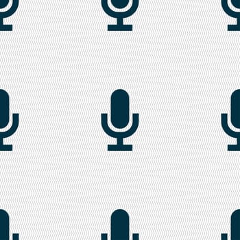 microphone icon sign. Seamless pattern with geometric texture. illustration