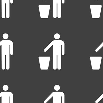 throw away the trash icon sign. Seamless pattern on a gray background. illustration