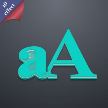 Enlarge font, aA icon symbol. 3D style. Trendy, modern design with space for your text illustration. Rastrized copy