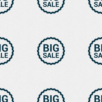 Big sale icon sign. Seamless pattern with geometric texture. illustration