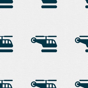 helicopter icon sign. Seamless pattern with geometric texture. illustration