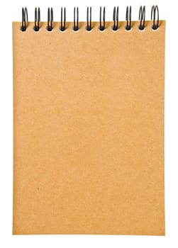 ring binder brown book or recycled paper notebook isolated on white background, clipping path