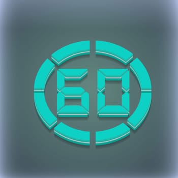 60 second stopwatch icon symbol. 3D style. Trendy, modern design with space for your text illustration. Raster version