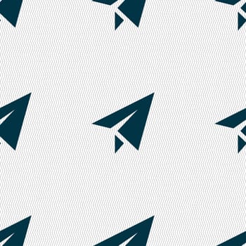 Paper airplane icon sign. Seamless pattern with geometric texture. illustration