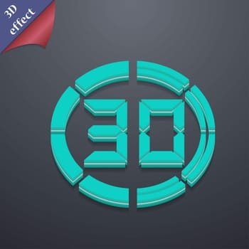 30 second stopwatch icon symbol. 3D style. Trendy, modern design with space for your text illustration. Rastrized copy